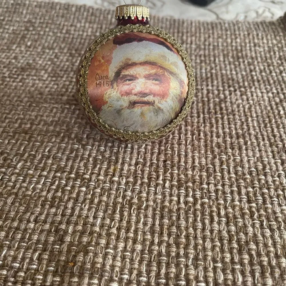Vintage Krebs Masters on Silk Santa Christmas ornament Santa Claus face 1999
